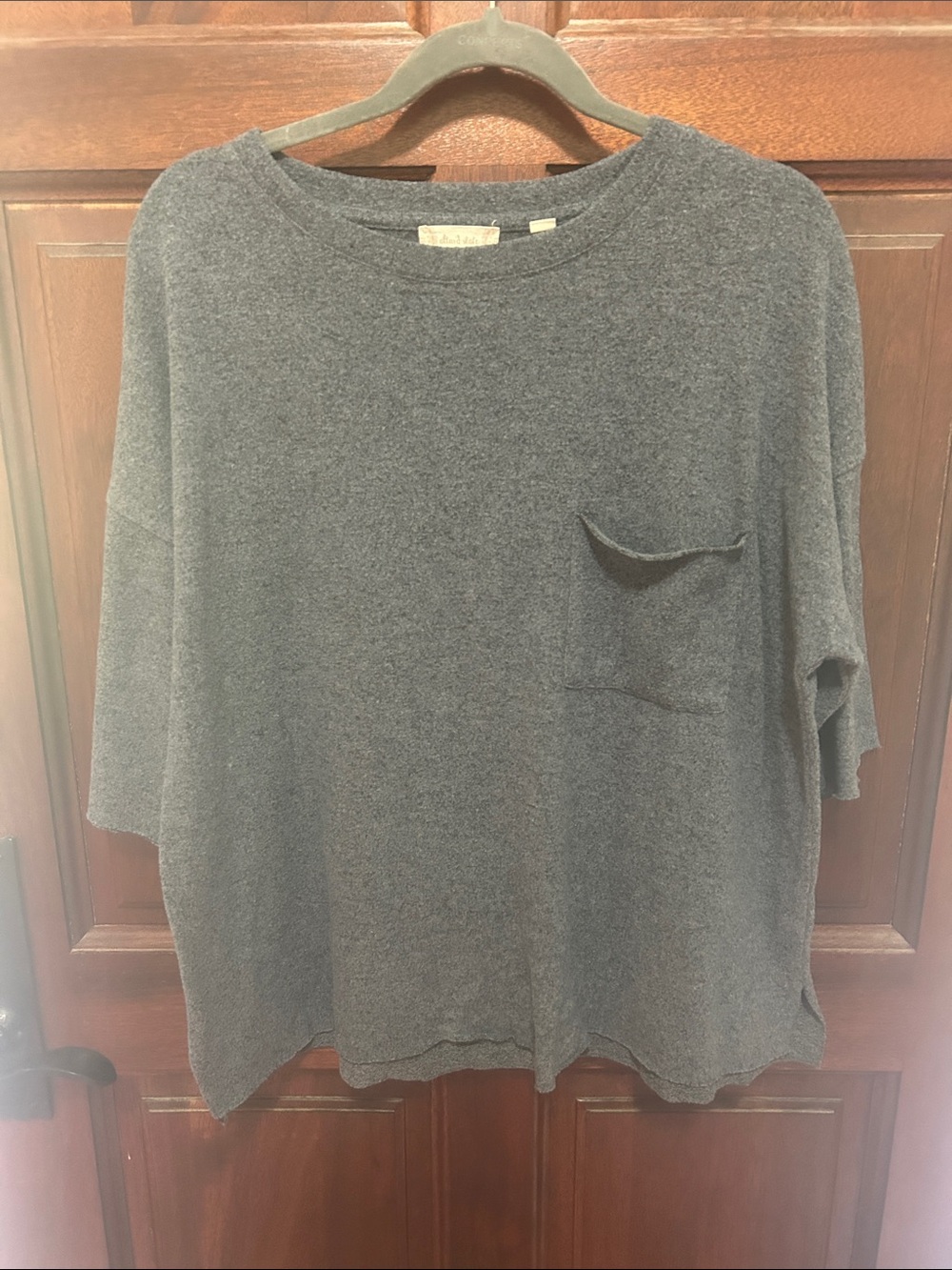Altar'd State Charcoal Gray Pocket Crewneck Sweatshirt